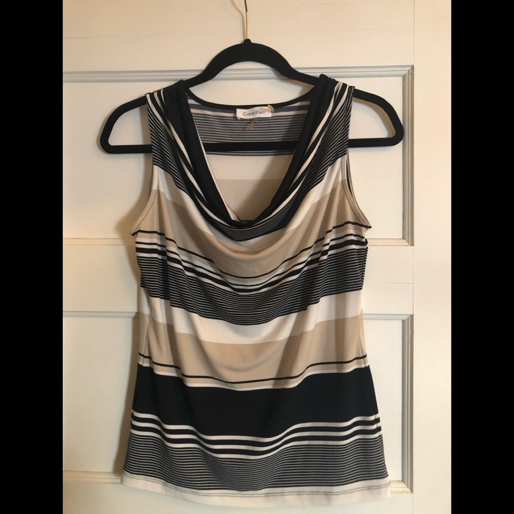 Calvin Klein Sleeveless Striped Shell XS (3/$20)